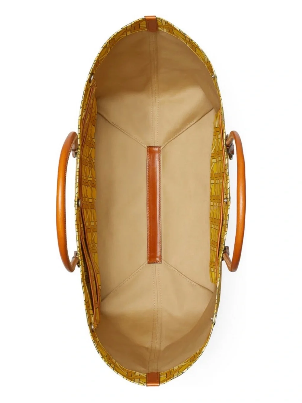 Tory Burch Canvas Basketweave Tote Saffron 700 Yellow NWT
